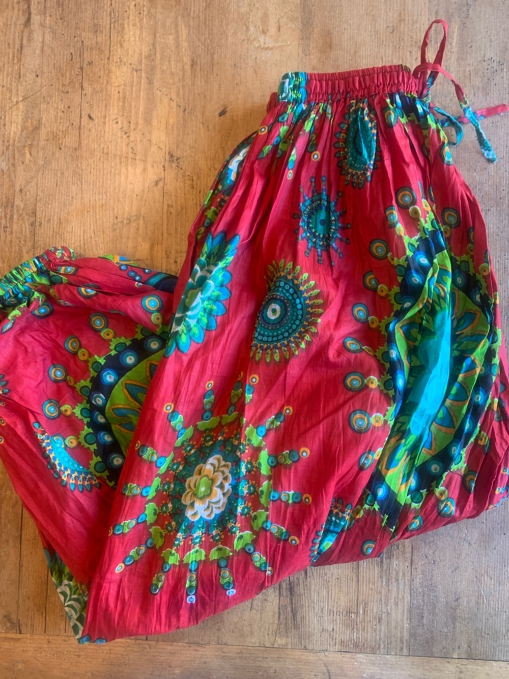 Cotton Red Floral Medallion Bohemian Puff Jogger Pant - Picture 5 of 16